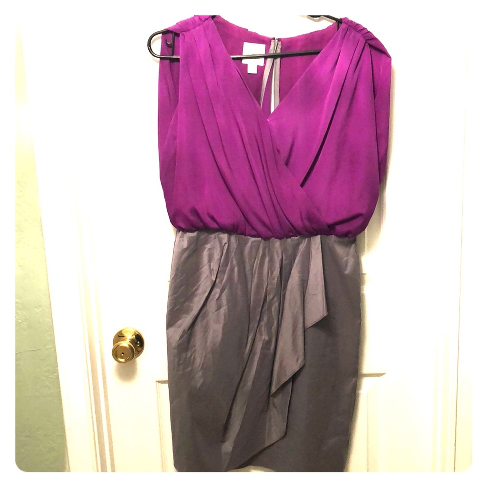 Sleeveless magenta and grey dress